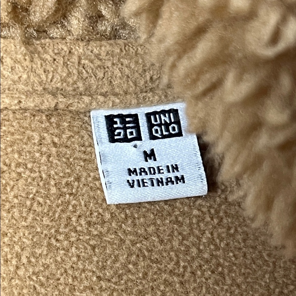 Uniqlo Tan Brown Teddy Bear Sherpa Jacket Sz Medium - Picture 4 of 7